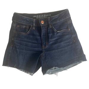 American Eagle Hi Rise Shortie‎ Cutoff Denim Shorts size 4